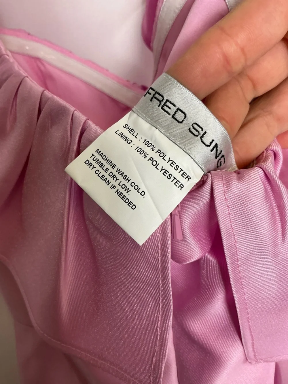 ALFRED SUNG Off-the-Shoulder Ruffle Satin Trumpet Gown in Powder Pink - Picture 6 of 6
